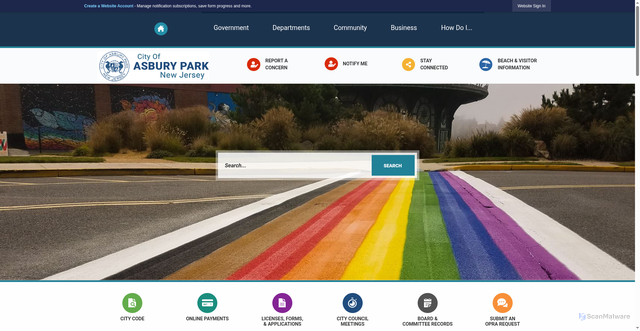 Security scan screenshot of https://www.cityofasburypark.com/
