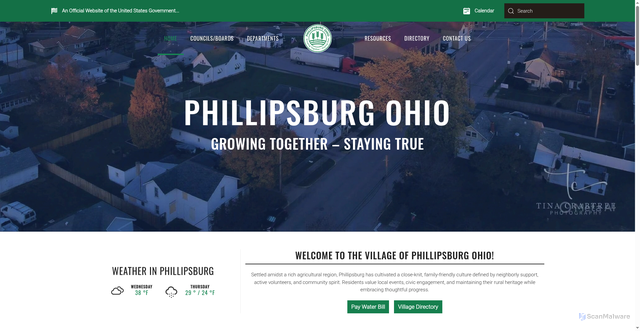 Security scan screenshot of https://phillipsburgoh.gov/