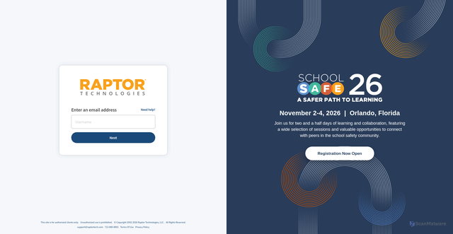 Security scan screenshot of https://kiosk.raptortech.com