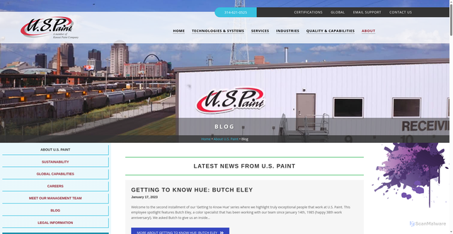 Security scan screenshot of https://www.uspaint.com/about-us/blog/