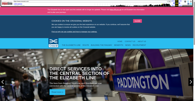 Security scan screenshot of https://web.archive.org/web/20221229005042/https://www.crossrail.co.uk/