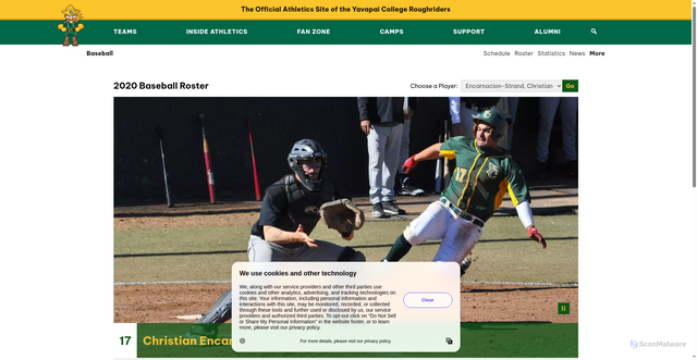 Security scan screenshot of https://goroughriders.com/sports/baseball/roster/christian-encarnacion-strand/277