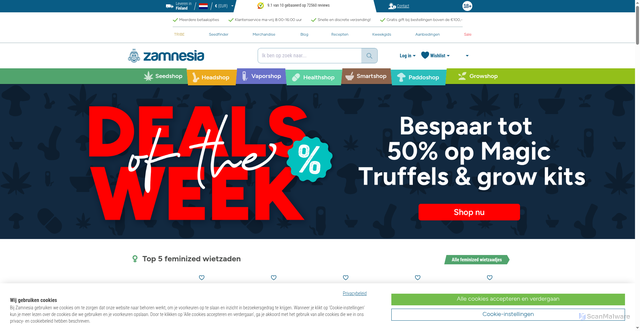 Security scan screenshot of https://zamnesia.nl