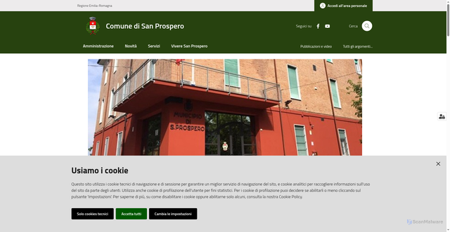Security scan screenshot of https://www.comune.sanprospero.mo.it/