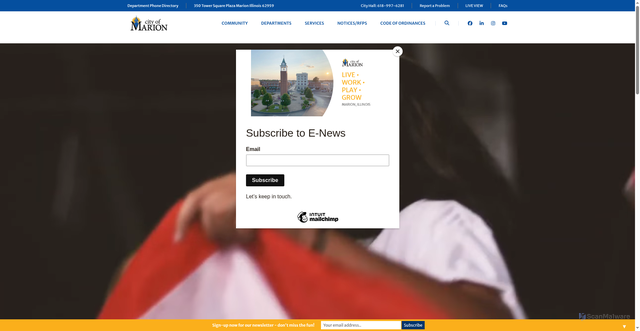 Security scan screenshot of https://cityofmarionil.gov/