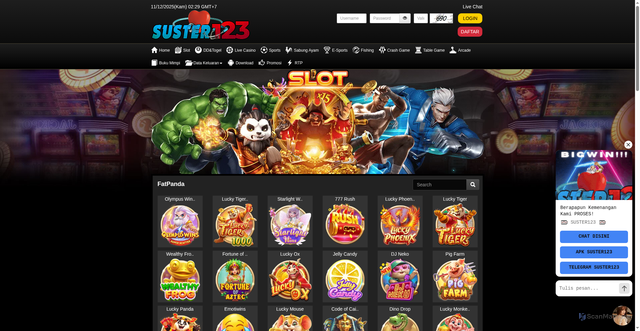 Security scan screenshot of https://apksustercantik.xyz/desktop/game/slot/fatpanda