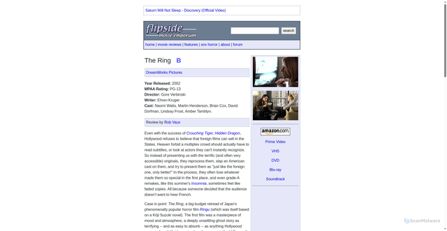 Security scan screenshot of https://www.flipsidearchive.com/ring2002.html