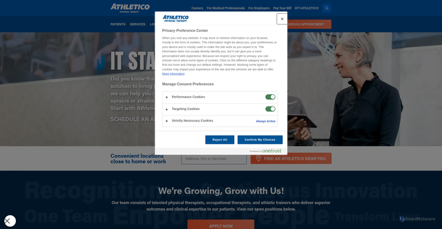 Security scan screenshot of https://athletico.com