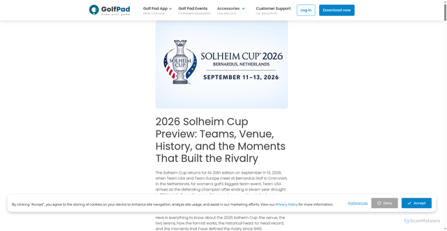 Security scan screenshot of https://golfpadgps.com/news/2026-solheim-cup-preview
