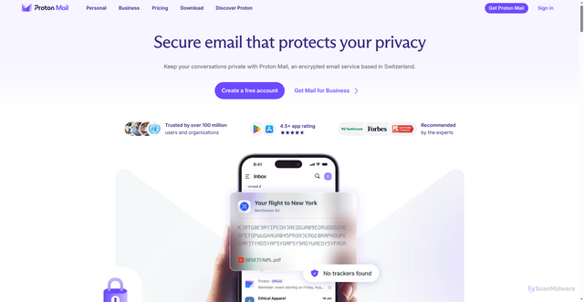 Security scan screenshot of https://protonmail.ch