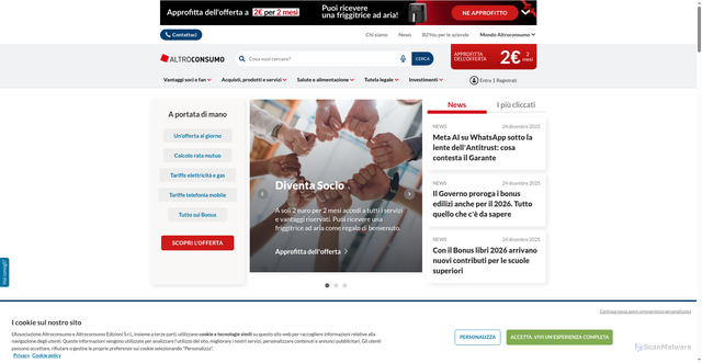 Security scan screenshot of https://altroconsumo.it