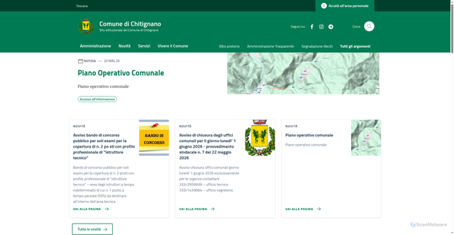 Security scan screenshot of https://www.comune.chitignano.arezzo.it