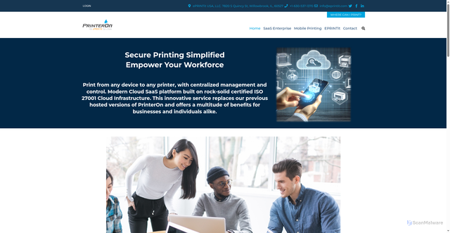 Security scan screenshot of https://printeron.net