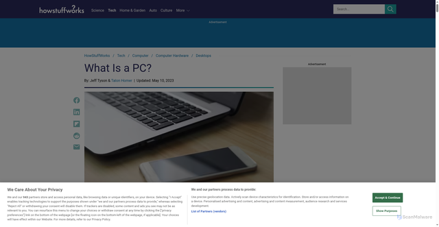 Security scan screenshot of https://computer.howstuffworks.com/pc.htm