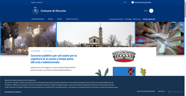 Security scan screenshot of https://www.comune.aicurzio.mb.it/