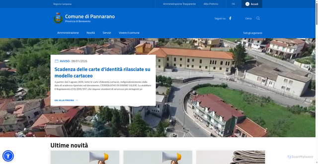 Security scan screenshot of https://www.comune.pannarano.bn.it/