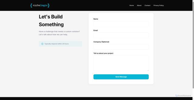 Security scan screenshot of https://nichelogix.pages.dev/contact