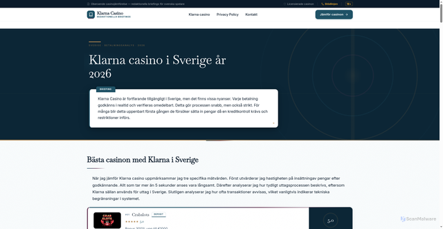 Security scan screenshot of https://klarna-casino.se
