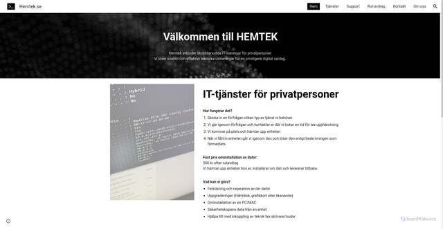 Security scan screenshot of https://hemtek.se