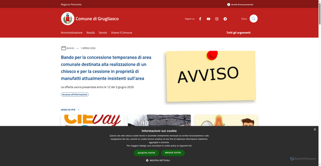 Security scan screenshot of https://www.comune.grugliasco.to.it