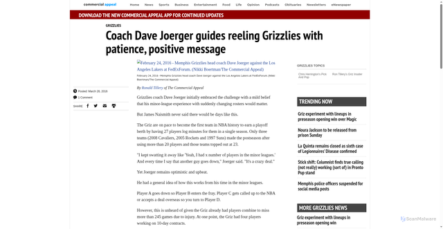 Security scan screenshot of https://archive.commercialappeal.com/sports/grizzlies/coach-dave-joerger-guides-reeling-grizzlies-with-patience-positive-message-2efc1162-9e9c-6890-e053-0-373642401.html/