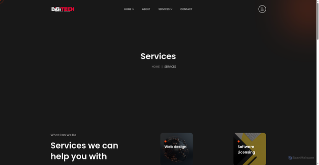 Security scan screenshot of https://digitech-bjx.pages.dev/Services/services.html