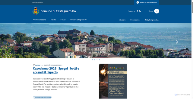Security scan screenshot of https://www.comune.castagnetopo.to.it/