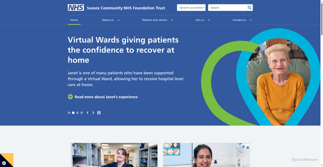 Security scan screenshot of http://www.sussexcommunity.nhs.uk/