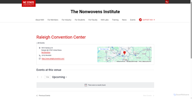 Security scan screenshot of https://thenonwovensinstitute.com/venue/raleigh-convention-center/