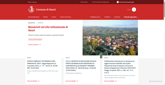 Security scan screenshot of https://www.comune.asuni.or.it/