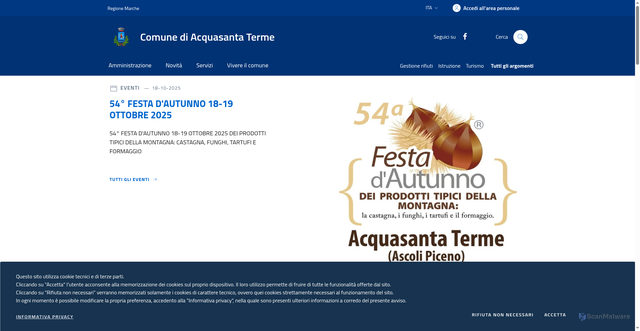 Security scan screenshot of https://www.comune.acquasantaterme.ap.it/