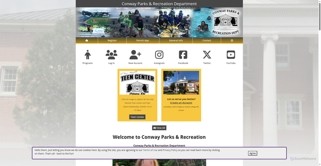 Security scan screenshot of https://conwaynh.myrec.com/info/default.aspx