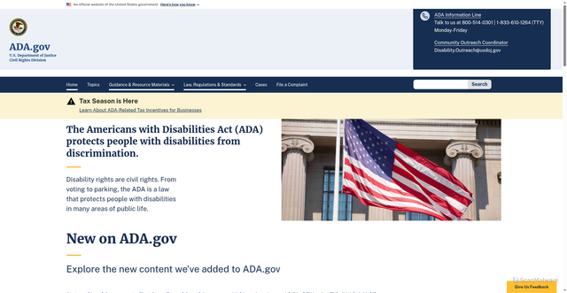 Security scan screenshot of https://ada.gov