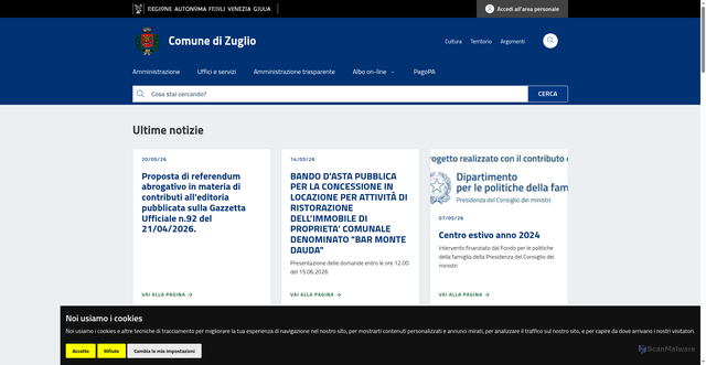 Security scan screenshot of https://www.comune.zuglio.ud.it