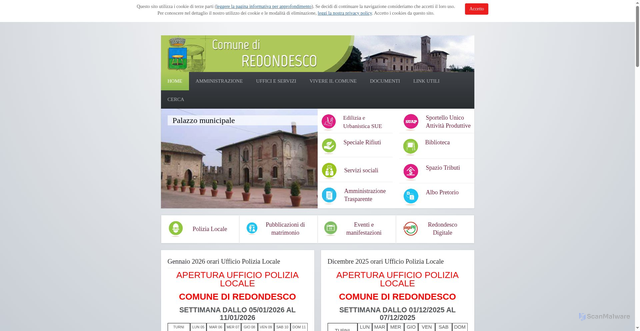 Security scan screenshot of https://www.comune.redondesco.mn.it/