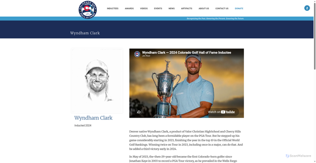 Security scan screenshot of https://www.coloradogolfhalloffame.org/person/wyndham-clark/