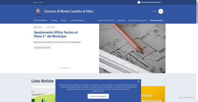 Security scan screenshot of https://www.comune.montecastellodivibio.pg.it/