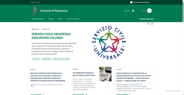 Security scan screenshot of https://www.comune.ravanusa.ag.it