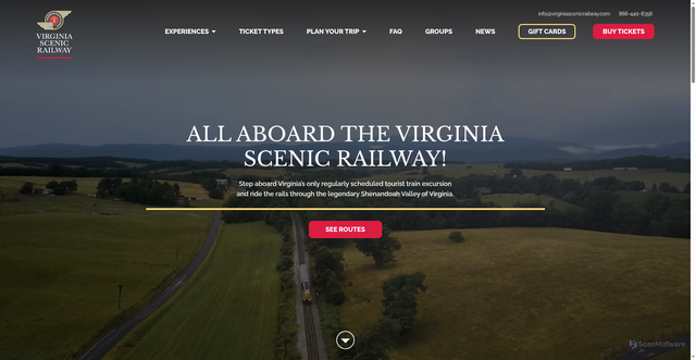 Security scan screenshot of https://www.virginiascenicrailway.com/