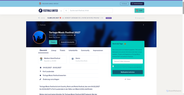 Security scan screenshot of https://www.festivalsunited.com/festivals/tortuga-music-festival