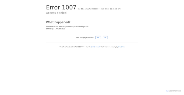 Security scan screenshot of https://birthday.se