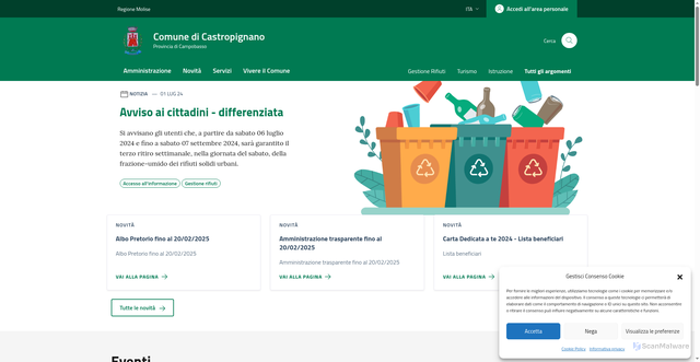 Security scan screenshot of https://comune.castropignano.cb.it/