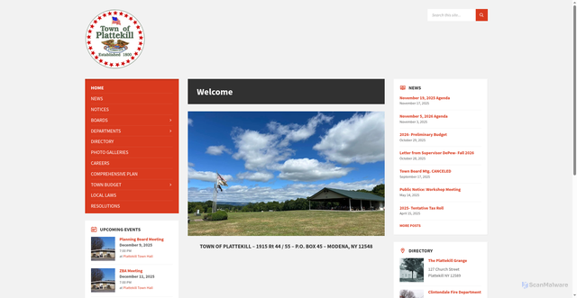 Security scan screenshot of https://townofplattekill.gov/