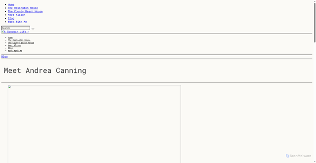 Security scan screenshot of http://www.agoodwinlife.com/blog/meet-andrea-canning/