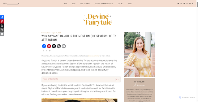 Security scan screenshot of https://devinefairytale.com/skyland-ranch/