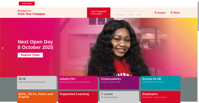 Security scan screenshot of https://www.southwark.ac.uk/