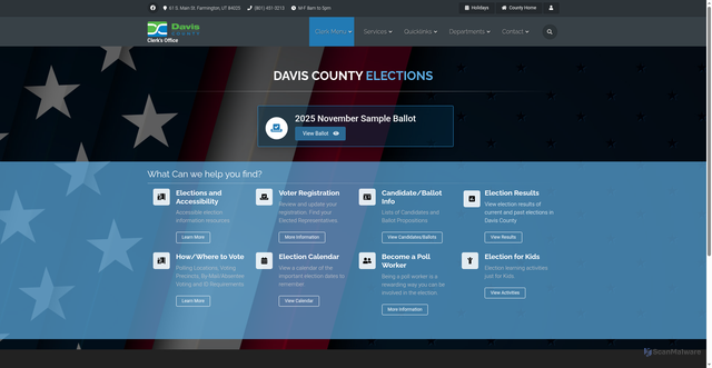 Security scan screenshot of https://www.daviscountyutah.gov/clerk/election/elections