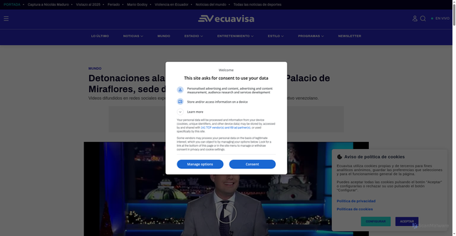 Security scan screenshot of https://www.ecuavisa.com/mundo/disparos-caracas-venezuela-miraflores-20260105-0107.html