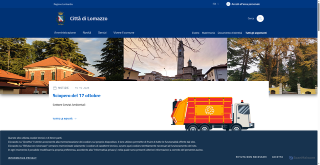 Security scan screenshot of https://www.comune.lomazzo.co.it/