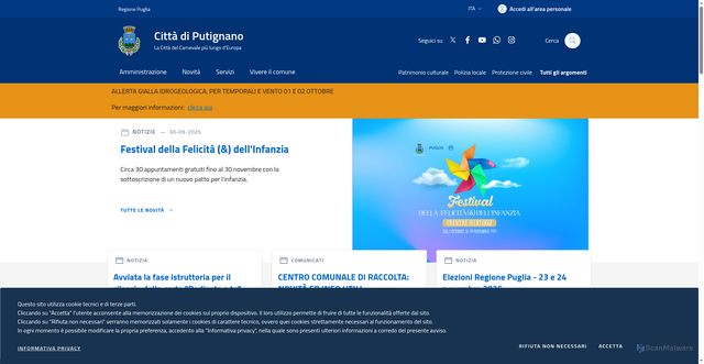 Security scan screenshot of https://www.comune.putignano.ba.it/